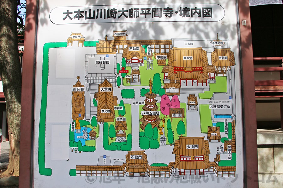 川崎大師 境内案内図の様子