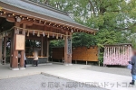 寒川神社 手水舎（左）とおみくじ掛け（右）の様子