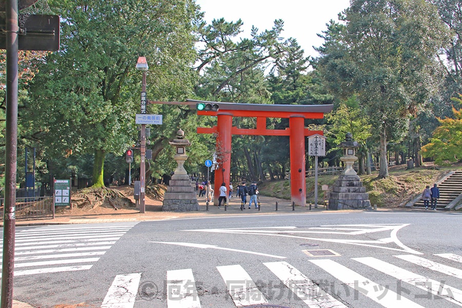 春日大社 境内入口一之鳥居の様子