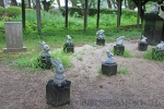 出雲大社 境内に数多く置かれているうさぎの石像たちの様子