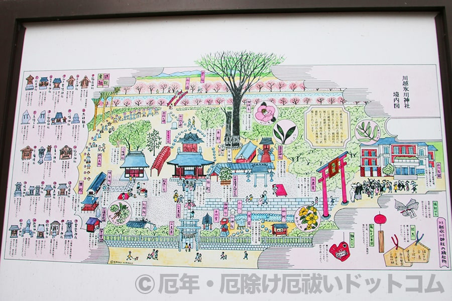 川越氷川神社 境内案内図の様子