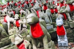 豊川稲荷 妙厳寺 霊狐塚と立ち並ぶ多くの狐像の様子（その3）