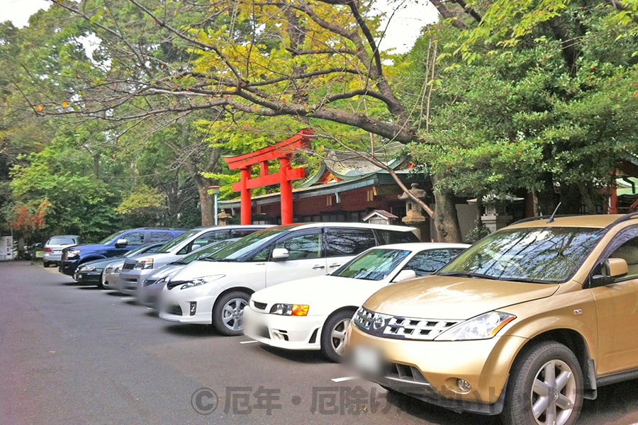 日枝神社 北神門付近の駐車スペースの様子