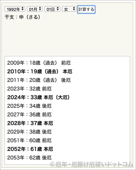 1992年生まれの女性 厄年はいつ 厄年 厄除け厄祓いドットコム